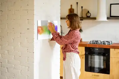 Magnetic glass dry erase board with abstract rainbow design