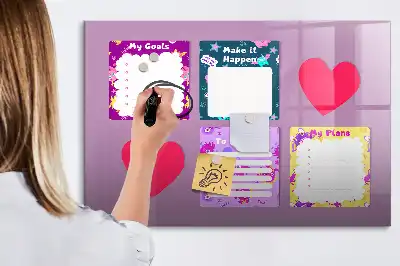 Magnetic marker board with scary notes design