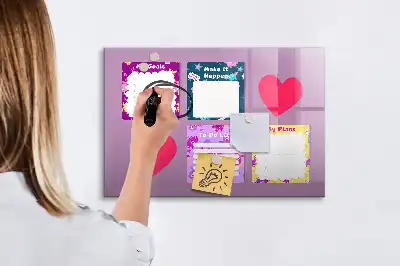 Magnetic marker board with scary notes design