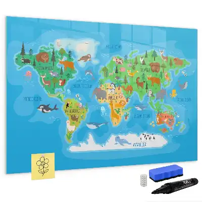 Magnetic glass dry erase board with cartoon map design