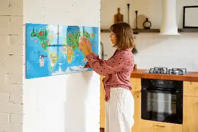 Magnetic glass dry erase board with cartoon map design
