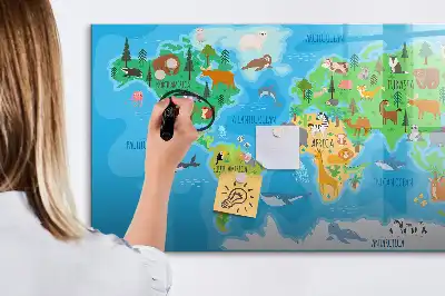 Magnetic glass dry erase board with cartoon map design