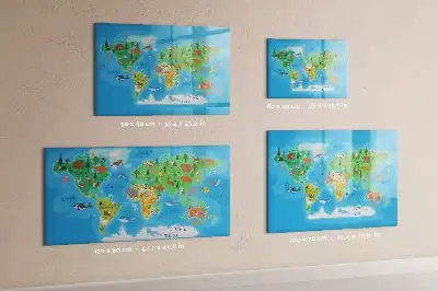 Magnetic glass dry erase board with cartoon map design