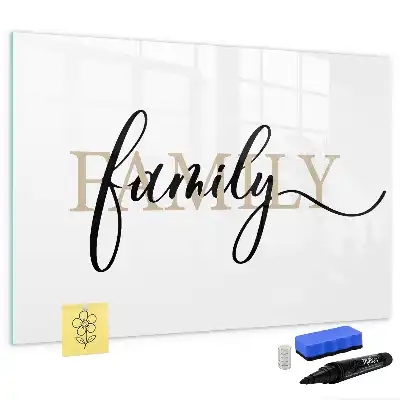 Magnetic glass dry erase board family text design