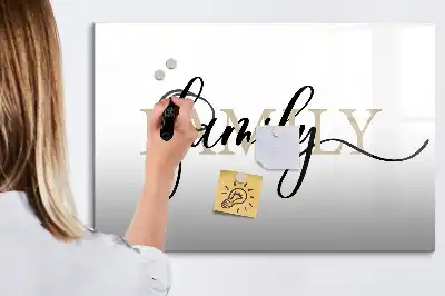 Magnetic glass dry erase board family text design