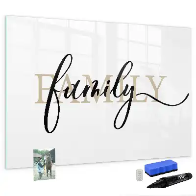 Magnetic glass dry erase board family text design