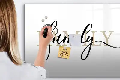 Magnetic glass dry erase board family text design