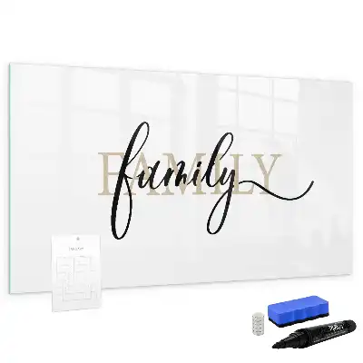 Magnetic glass dry erase board family text design