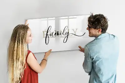 Magnetic glass dry erase board family text design