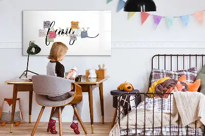 Magnetic glass dry erase board family text design