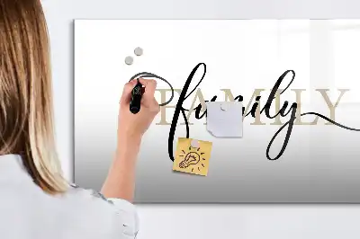 Magnetic glass dry erase board family text design