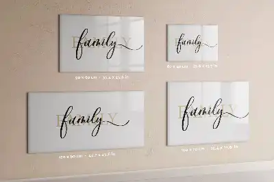 Magnetic glass dry erase board family text design