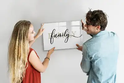 Magnetic glass dry erase board family text design