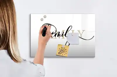 Magnetic glass dry erase board family text design