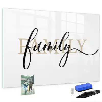 Magnetic glass dry erase board family text design