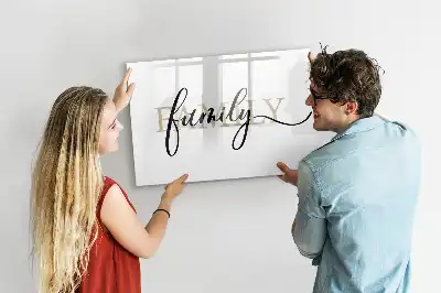 Magnetic glass dry erase board family text design
