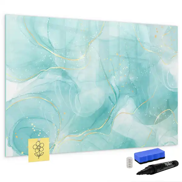 Magnetic glass dry erase board marble abstraction design