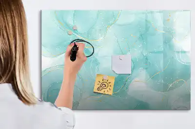 Magnetic glass dry erase board marble abstraction design