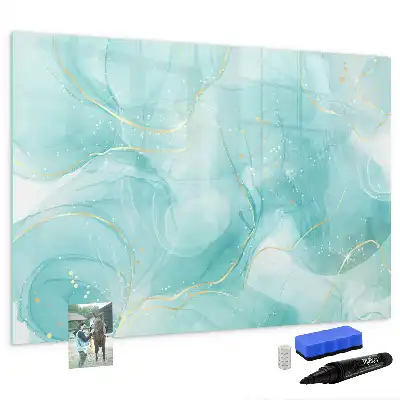 Magnetic glass dry erase board marble abstraction design