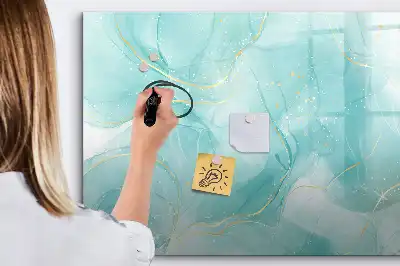 Magnetic glass dry erase board marble abstraction design