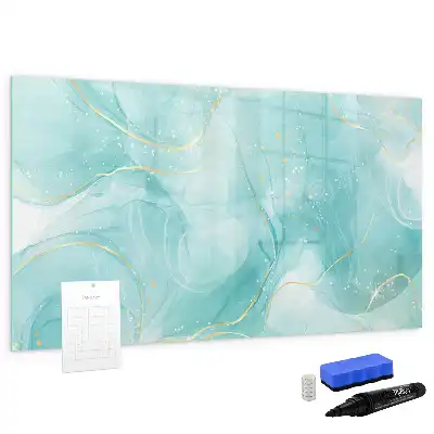 Magnetic glass dry erase board marble abstraction design