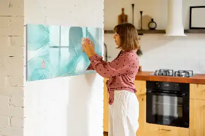 Magnetic glass dry erase board marble abstraction design