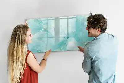 Magnetic glass dry erase board marble abstraction design