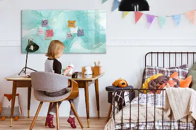Magnetic glass dry erase board marble abstraction design