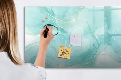 Magnetic glass dry erase board marble abstraction design