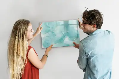 Magnetic glass dry erase board marble abstraction design