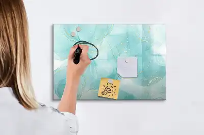 Magnetic glass dry erase board marble abstraction design