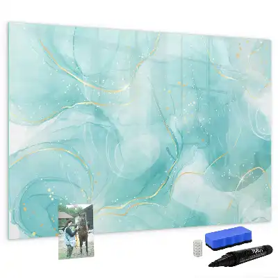 Magnetic glass dry erase board marble abstraction design