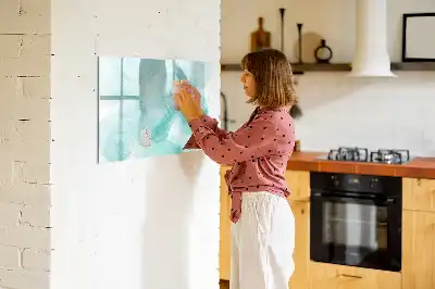Magnetic glass dry erase board marble abstraction design