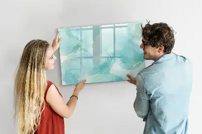 Magnetic glass dry erase board marble abstraction design