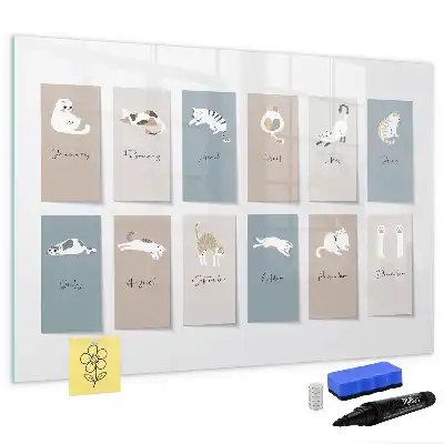 Magnetic marker board with cat calendar design