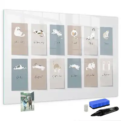 Magnetic marker board with cat calendar design