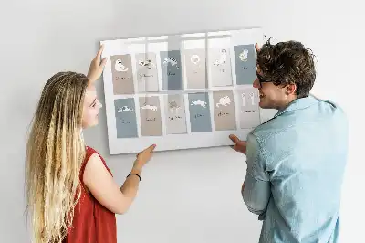 Magnetic marker board with cat calendar design