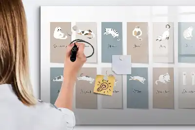 Magnetic marker board with cat calendar design