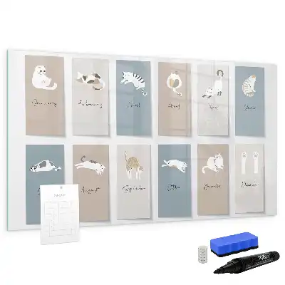Magnetic marker board with cat calendar design