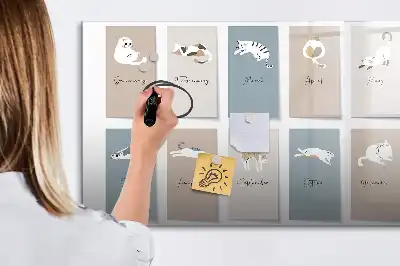 Magnetic marker board with cat calendar design