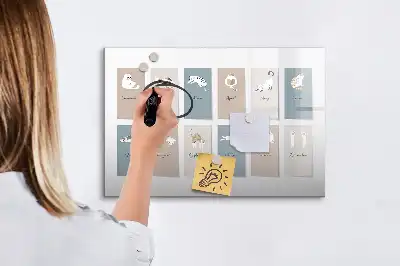 Magnetic marker board with cat calendar design