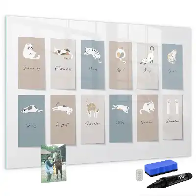 Magnetic marker board with cat calendar design