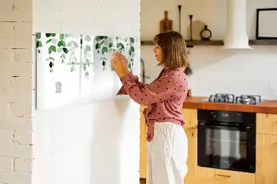 Magnetic glass dry erase board with plant leaf pattern