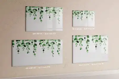 Magnetic glass dry erase board with plant leaf pattern