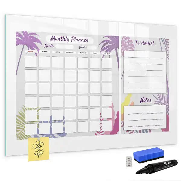 Monthly planner magnetic marker board