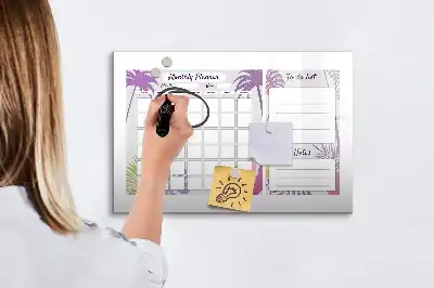 Monthly planner magnetic marker board