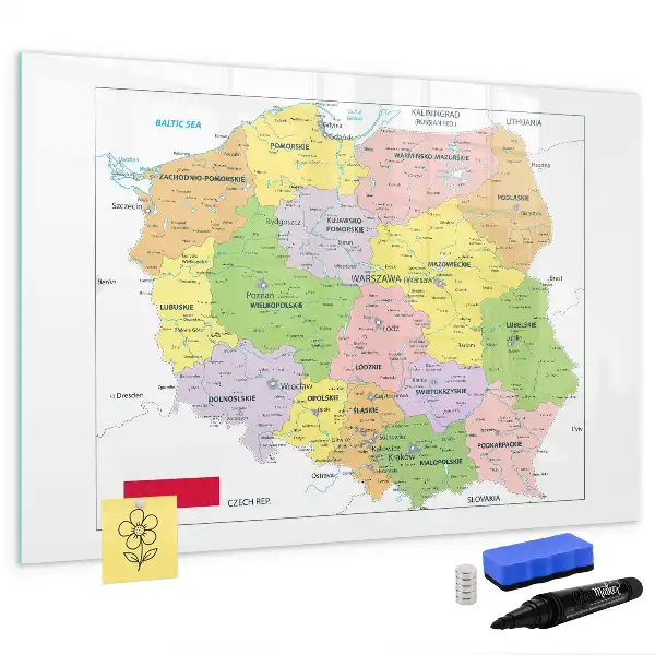 Magnetic marker board map of Poland