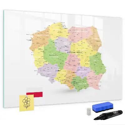 Magnetic glass dry erase board map of Poland