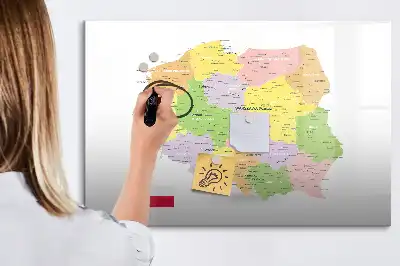 Magnetic glass dry erase board map of Poland