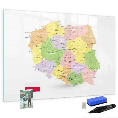 Magnetic glass dry erase board map of Poland